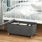 HOMCOM - Repose-pieds ottoman pliable rembourré en velours - gris-Design pliable permettant une installation rapide et un rangement pratique dans les petits espaces 