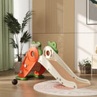 Qaba - Toboggan pliable 3 en 1 pour tout-petits avec panier de basket, thème carotte - orange-Les marches antidérapantes et les rampes lisses assurent une montée en toute sécurité 