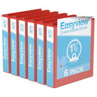 Davis Group Easyview Premium Binder - Round Ring - Customizable - 1.5" - Red - 6 Pack-3 Ring Binder