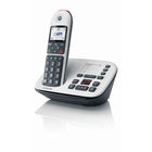 Motorola - Téléphone numérique sans fil CD5 Série DECT 6.0 avec répondeur - Blanc-Conçu de manière ergonomique : Le combiné est doté d'un clavier tactile et couvercle arrière en caoutchouc pour offrir confort et adhérence sécurisée