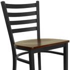 Flash Furniture - Tabouret de restaurant de la série HERCULES en métal noir avec dossier échelle - siège en bois d'acajou-Cadre en acier de calibre 18