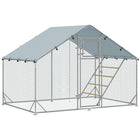 PawHut - Grand enclos à poules en métal avec couverture pour 6 à 8 poules - 9,8 pi L x 6,6 pi l x 6,4 pi H-Un espace spacieux de 65 pi² (6 m²) peut accueillir confortablement 6 à 8 poules 