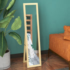 HOMCOM Full Length Mirror - 14.6" W x 61.8" H - Brown-Freestanding, hanging or leaning against the wall 