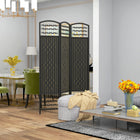 HOMCOM 3 Panel Wave Fiber Freestanding Room Divider for Home Office - Black-It features a diamond woven fibre design paper panel in a natural tone

