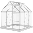 Outsunny serre en polycarbonate 6 pi x 6 pi- Panneaux résistants aux UV de 30um créent un abri sûr pour les plantes  
