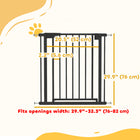 PawHut 30" - 32" Baby Gate with Auto-Close - Black-Dual-lock mechanism blocks toddlers and curious pets 