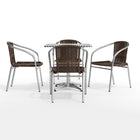 Flash Furniture – Table carrée de 27,5 po en aluminium avec 4 sièges en rotin, intérieur/extérieur (TLH28SQ020CHR4)-Garantie de 2 ans sur les pièces seulement