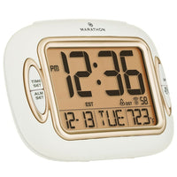 Marathon Atomic Alarm Clock With Auto-Night Light - Temperature & Date - White (CL030051WH)-Self-setting/adjusting using radio frequencies broadcast from NIST's Colorado Atomic Clock