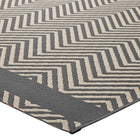 Modway - Optica Chevron avec bordures d’extrémité intérieures et extérieures Tapis de 5 pi l x 8 pi L - Gris et beige-Haute densité / Tissé à la machine