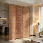 HOMCOM 3 Panels Freestanding Room Divider for Home Office - Natural-Overall Dimension: 53.1"W x 0.8"D x 70.9"H (135 x 2 x 180cm)

