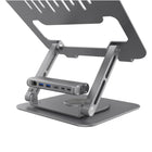 Adam Elements - Hub Stand Pro 6-en-1 - Support pour ordinateur portable - Gris-Fixation/Détachement rapide : Le concentrateur léger peut être utilisé comme une partie intégrée du support ou comme un appareil indépendant pour les besoins de connectivité en voyage