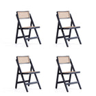 Manhattan Comfort Pullman 18.11" Industry Chic Dining Folding Chair - Black and Natural Cane - Set of 4-Modern - Industry Chic Cane Folding Dining Chair Perfect for Dining Room Use. Set of 4