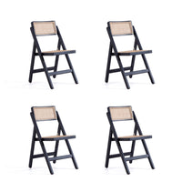 Manhattan Comfort Pullman 18.11" Industry Chic Dining Folding Chair - Black and Natural Cane - Set of 4-Modern - Industry Chic Cane Folding Dining Chair Perfect for Dining Room Use. Set of 4
