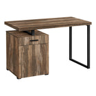 Monarch Specialties 7765 48" Computer Desk - Brown Reclaimed Left/ Right Facing-Computer desk with 1 drawer, 1 large storage compartment, and a thick-panel floating desktop in a medium brown reclaimed wood-look laminate