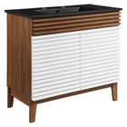 Modway Render 36" Bathroom Vanity - White/Walnut/Black-Mid-Century Modern Vanity