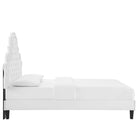 Modway Gwyneth Tufted Performance Velvet Full Platform Bed with Black Wood Legs - White-Bed Frame Weight Capacity: 800 lb