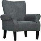 HOMCOM - Fauteuil d’appoint en tissu avec pieds en bois - accoudoirs roulés pour salon - gris foncé-Tissu respirant aspect lin résistant aux plis et à la déformation  
