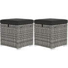 Outsunny 2 Pieces Wicker Outdoor Ottoman with Storage - Dark Grey-Versatile as footrests, stools or side tables, storage boxes