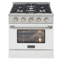 Kucht 30" KDF Series Pro Style Natural Gas Dual Fuel Range - Stainless Steel/White-Extra-large convection oven with 4.2 cu. ft. capacity, featuring a 5-rack configuration and oversized oven window for enhanced visibility and flexible cooking