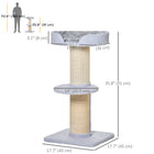 PawHut 36" Cat Tree with Sisal Mat Scratching Post and Cushion Bed - Light Blue-Neutral colour tones match your home decor well 
