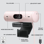 Logitech Brio 500 Full HD Webcam with Auto Light Correction - Auto-Framing -Rose-90-Degree Field of View: A wider-than-normal FOV gives you extra space to move around or have a second person on the camera with you, use Logi Tune to zoom in or out to a full 90 deg width