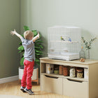 PawHut 23" H Small Bird Cage with Handle - White-Top handle for easy transport 