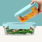 Bentgo - Ensemble de 4 boîtes de conservation en verre étanche - Bleu clair- Le système d'étanchéité intelligent comprend 4 clips de verrouillage et un joint étanche à 360° qui garantit l'absence de déversements accidentels.