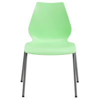 Flash Furniture HERCULES Series Green Stack Chair with Lumbar Support & Silver Frame-Multipurpose Stack Chair