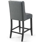 Modway Baronet Upholstered Fabric Counter Bar Stool - Gray - Set of 2-Solid Wood Legs