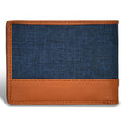 Champs - Portefeuille Bi-Fold en Cuir Denim - Beige/Bleu-Compartiment double pour billets
