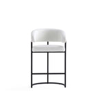 Manhattan Comfort Augusta 22.8" Modern Leatherette Upholstered Counter Stool - White-Rounded Back Rest. Seat Height: 26.8"