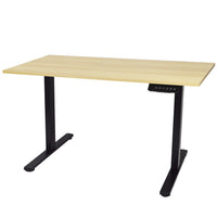 Ezywork - Bureau assis-debout électrique à double moteur et hauteur réglable - Structure noire / Plateau en bois clair-Électrique avec DOUBLE MOTEUR