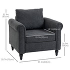 HOMCOM - Fauteuil d’appoint vintage avec accoudoirs roulés - pieds en bois de caoutchouc pour salon - gris foncé-La housse de coussin amovible et lavable offre une commodité supplémentaire  
