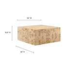 Modway - Cosmos 36 po Carré Table basse en bois de burl - Burl naturel-Nivellement des pieds non marquants