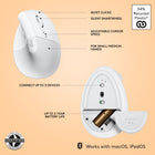 Logitech Lift for Mac Bluetooth Wireless Vertical Ergonomic Mouse - Off-White-Designed for sustainability: Plastic parts in Lift for Mac include 54% of certified post-consumer recycled plastic