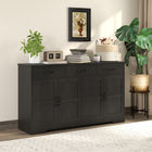 HOMCOM 55.1" L Sideboard Buffet Cabinet with Storage - Black-Includes anti-tip kit for added safety and stability