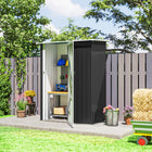 Outsunny 5' x 3' Outdoor Storage Shed - Dark Grey-Sloped roof to prevent the accumulation of water and rot/rust the frame of metal storage shed
