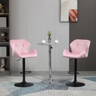 HOMCOM - Tabourets de bar pivotants réglables en tissu toucher velours - rose - paquet de 2-Hauteur d’assise réglable, siège pivotant assurant une rotation libre 
