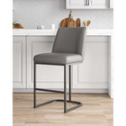 Manhattan Comfort - Serena tabouret de comptoir moderne de 17,71 po en similicuir gris rembourré-Cadre en métal avec finition noire mate