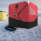 Outsunny Insulated Ice Fishing Tent with Oversized Doors for 3-4 Person-Pop-up ice tent with a carry bag ensures easy setup and portability

