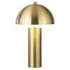 Hudson&Canal York 15" Tall Table Lamp with Metal Shade - Brass/Brass-Paired with a brass dome metal shade