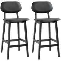 HOMCOM Counter Height Bar Stools with Solid Wood Legs - Black - 2 Pack-Comes as a pair for a coordinated look
