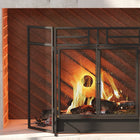 HOMCOM 3-Panel Folding Freestanding Fireplace Screen with Door - Black-Material: Steel 