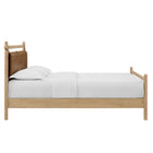 Modway Leni Queen Size Vegan Leather and Wood Platform Bed Frame - Light Oak Canyon-No Box Spring Needed