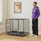 PawHut 43" Large Metal Dog Cage with Wheels-Spacious inner gives large dogs lots of room to stand, turn and relax comfortably
