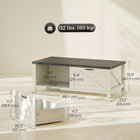 HOMCOM Farmhouse Coffee Table with Storage Shelf for Living Room - White-An adjustable bottom foot to fits uneven ground
