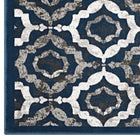 Modway - Kalinda Treillis rustiques vintage marocains Tapis de 5 pi l x 8 pi L - Ivoire marocain bleu et brun-Polypropylène 100% à thermofixation douce
