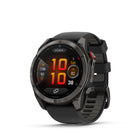 Garmin - Montre connectée GPS multisports fēnix 8 Pro - 51 mm - Titane DLC gris carbone avec bracelet en silicone noir/gris galet-ROBUSTE PAR CONCEPTION - Conçu pour durer, ce design haut de gamme est certifié pour la plongée et dispose de boutons étanches, d'un couvercle de capteur en métal et d'un écran AMOLED lumineux de 1,4 po avec une lentille résistante aux rayures et une lunette en titane - il peut donc aller là où votre téléphone ne peut pas. Il est testé selon les normes militaires américaines pour