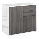 HOMCOM 31.1" L High Gloss Buffet Sideboard with 2 Drawers - Grey and White-Great for storing dinnerware, glasses, cups, books, and more