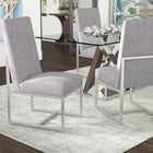 Manhattan Comfort - Chaise de salle à manger moderne Element 19,68 po en velours gris-Base en acier inoxydable pour design industriel ouvert avec finition chromée